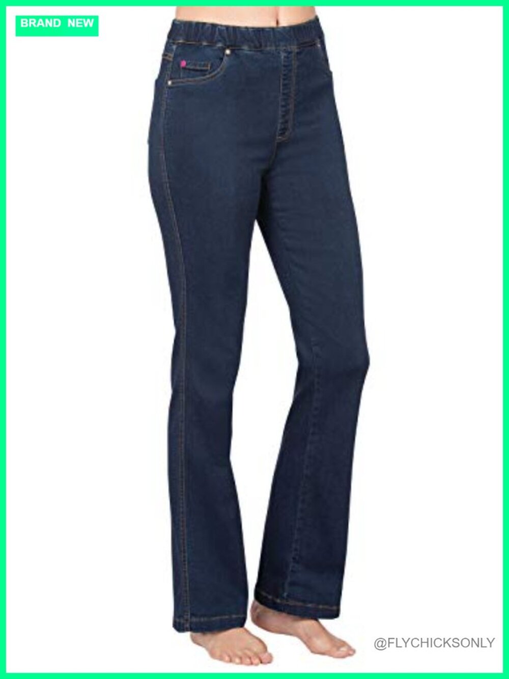High Waist Bootcut Palazzo Jeans Drawstring Elastic Waist Comfort Fit